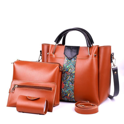 4 Pcs Women's Beautiful PU Leather Shoulder Bag Set Fashion Insta