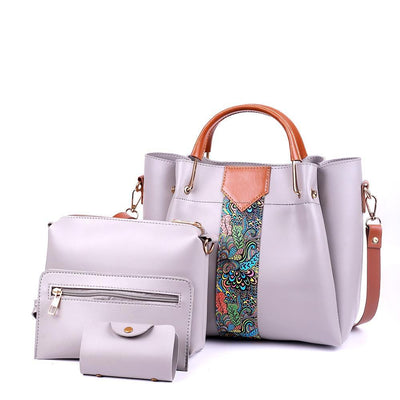 4 Pcs Women's Beautiful PU Leather Shoulder Bag Set Fashion Insta