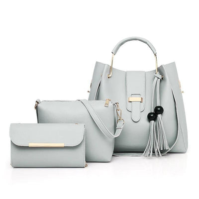 3 Pcs Women's PU Leather Plain Handbag Fashion Insta