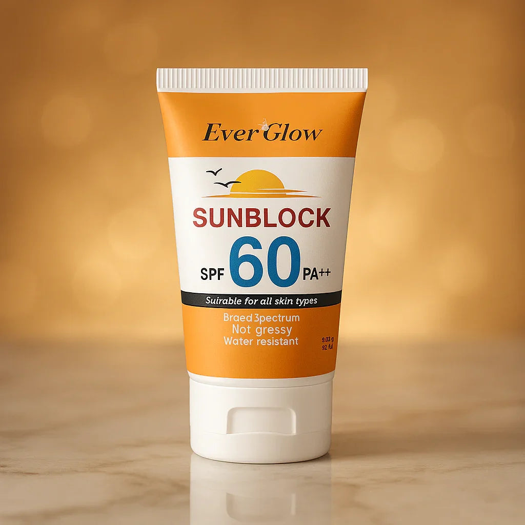 🌞 Ever Glow Whitening Sunblock SPF 60 – Brightening & Broad Spectrum Protection 60 ML Mayari Super Store