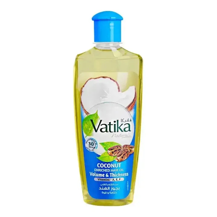 ✨ Dabur Vatika Naturals Volume & Thickness Coconut Enriched Hair Oil – 200ml Mayari Super Store