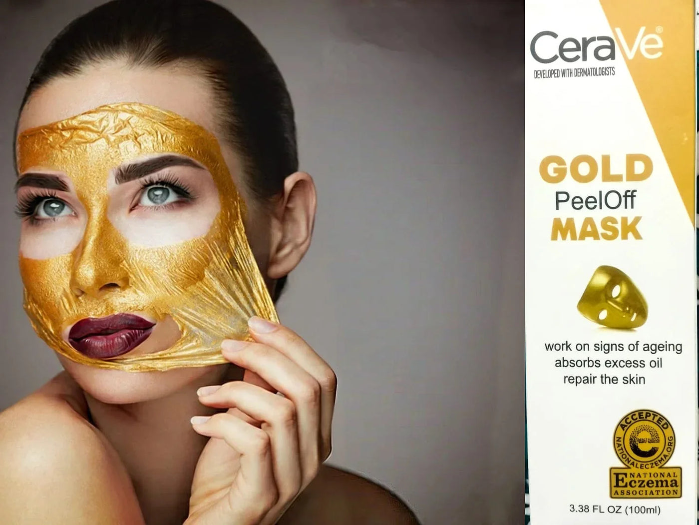 ✨ CeraVe Radiant Glow Peel-Off Gold Mask – 100ml | Deep Cleansing & Brightening Facial Treatment Mayari Super Store