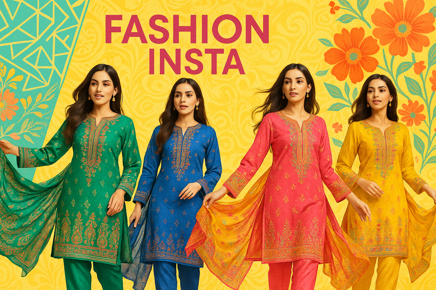 make clothing like pakistani women lawn suit and more attractive and energatic for people engage and add my fashioninsta logo